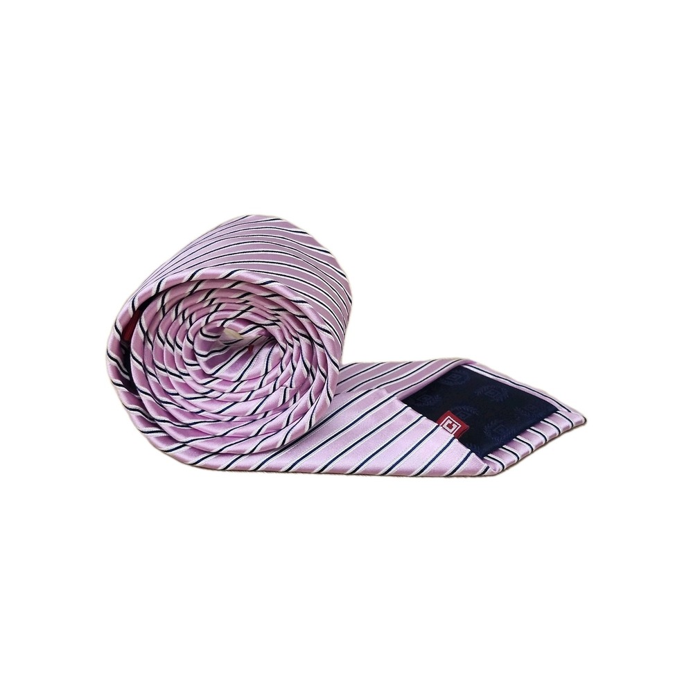 Chaps Necktie Pink Navy White Striped 100%‎ Silk Classic Professional One Size